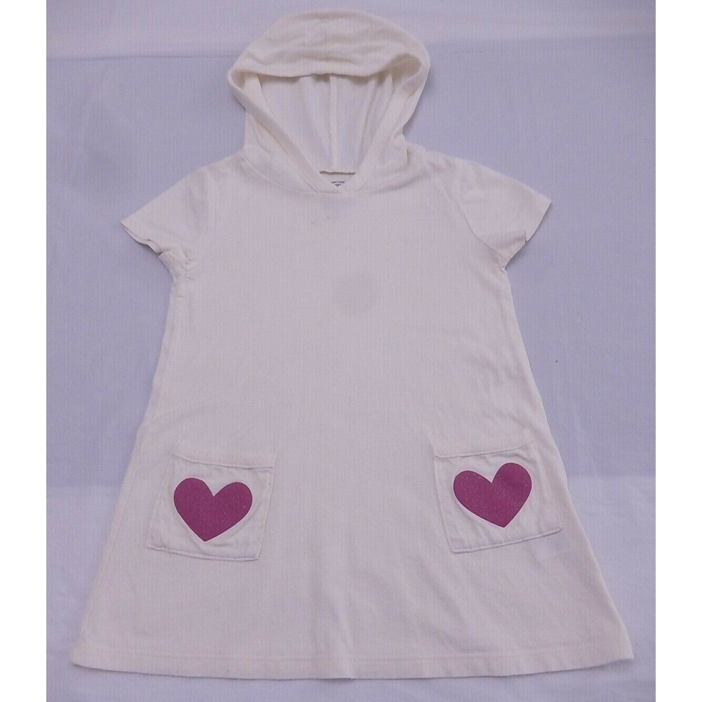 Faded Glory Girls Top Sz 5 T-Shirt Tee Short Sleeve Hooded Cotton Tunic  White